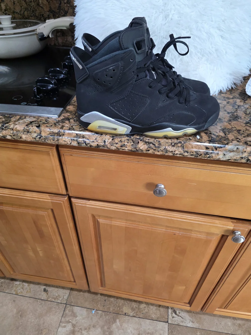Jordan Men Black High-Top Sneakers with Yellow Accents